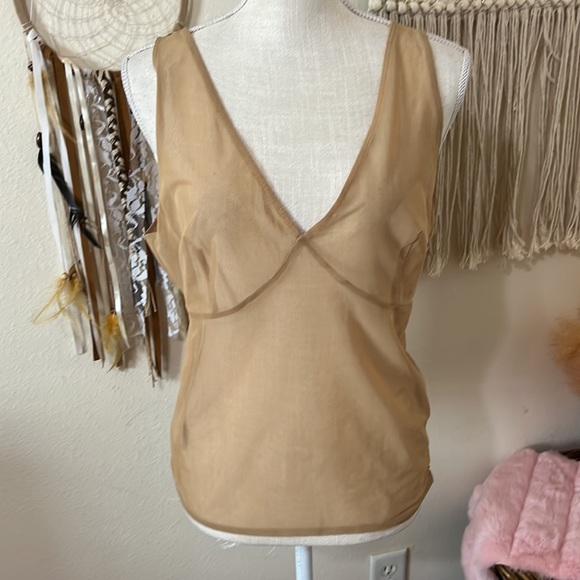 Soft Surroundings Tan/Nude Sheer Top/ Nylon & Spandex blend/ Side Zipper Closure - Picture 5 of 10